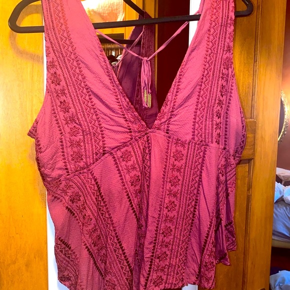 Free People Maroon Embroidered Tank - Picture 4 of 6